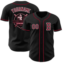 Load image into Gallery viewer, Custom Black Crimson-White Authentic Baseball Jersey