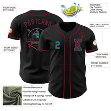 Load image into Gallery viewer, Custom Black Teal-Crimson Authentic Baseball Jersey