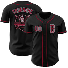 Load image into Gallery viewer, Custom Black Crimson-Gray Authentic Baseball Jersey
