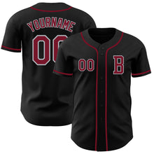 Load image into Gallery viewer, Custom Black Crimson-Gray Authentic Baseball Jersey