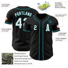Load image into Gallery viewer, Custom Black White-Teal Authentic Baseball Jersey