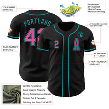Load image into Gallery viewer, Custom Black Pink-Teal Authentic Baseball Jersey