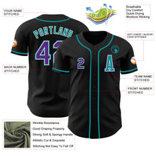 Load image into Gallery viewer, Custom Black Purple-Teal Authentic Baseball Jersey