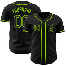 Load image into Gallery viewer, Custom Black Neon Green Authentic Baseball Jersey