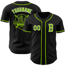 Load image into Gallery viewer, Custom Black Neon Green-White Authentic Baseball Jersey