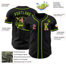 Load image into Gallery viewer, Custom Black Pink-Neon Green Authentic Baseball Jersey