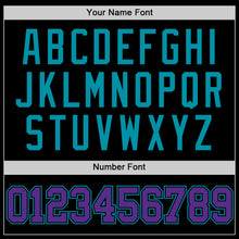 Load image into Gallery viewer, Custom Black Purple-Teal Authentic Throwback Basketball Jersey