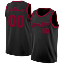 Load image into Gallery viewer, Custom Black Maroon Authentic Basketball Jersey