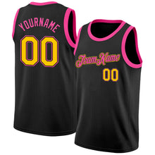 Load image into Gallery viewer, Custom Black Yellow-Pink Authentic Basketball Jersey