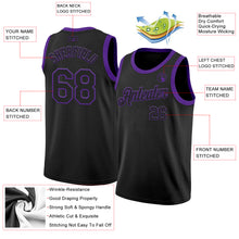 Load image into Gallery viewer, Custom Black Purple Authentic Basketball Jersey