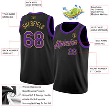Load image into Gallery viewer, Custom Black Purple-Old Gold Authentic Basketball Jersey