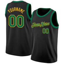 Load image into Gallery viewer, Custom Black Kelly Green-Gold Authentic Basketball Jersey