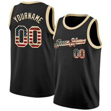 Load image into Gallery viewer, Custom Black Vintage USA Flag-Cream Authentic Basketball Jersey