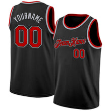 Load image into Gallery viewer, Custom Black Red-Gray Authentic Basketball Jersey