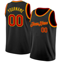 Load image into Gallery viewer, Custom Black Red-Gold Authentic Basketball Jersey