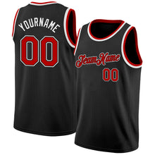 Load image into Gallery viewer, Custom Black Red-White Authentic Basketball Jersey