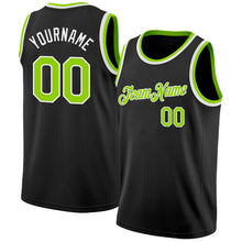 Load image into Gallery viewer, Custom Black Neon Green-White Authentic Basketball Jersey