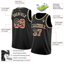 Load image into Gallery viewer, Custom Black Vintage USA Flag-Cream Authentic Basketball Jersey