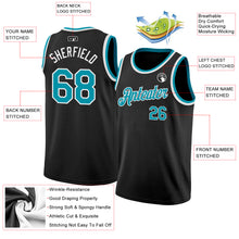Load image into Gallery viewer, Custom Black Teal-White Authentic Basketball Jersey
