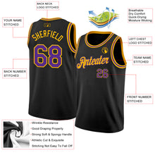 Load image into Gallery viewer, Custom Black Purple-Gold Authentic Basketball Jersey