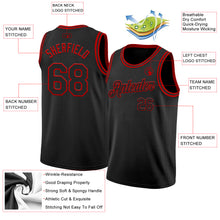 Load image into Gallery viewer, Custom Black Red Authentic Basketball Jersey