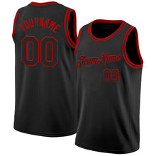 Load image into Gallery viewer, Custom Black Red Authentic Basketball Jersey