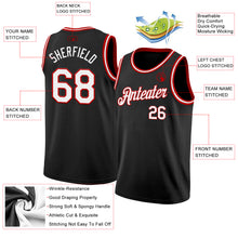 Load image into Gallery viewer, Custom Black White-Red Authentic Basketball Jersey