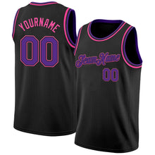 Load image into Gallery viewer, Custom Black Purple-Pink Authentic Basketball Jersey