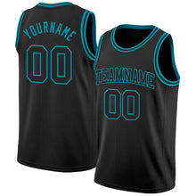 Load image into Gallery viewer, Custom Black Teal Authentic Basketball Jersey