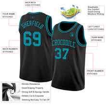 Load image into Gallery viewer, Custom Black Teal Authentic Basketball Jersey