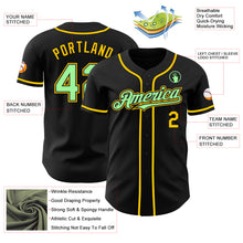 Load image into Gallery viewer, Custom Black Pea Green-Yellow Authentic Baseball Jersey