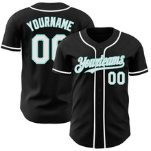 Load image into Gallery viewer, Custom Black White-Ice Blue Authentic Baseball Jersey