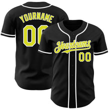 Load image into Gallery viewer, Custom Black Neon Yellow-White Authentic Baseball Jersey