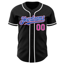 Load image into Gallery viewer, Custom Black Deep Pink Thunder Blue-White Authentic Baseball Jersey