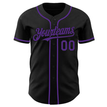 Load image into Gallery viewer, Custom Black Purple Authentic Baseball Jersey