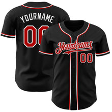 Load image into Gallery viewer, Custom Black Red-White Authentic Baseball Jersey