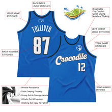 Load image into Gallery viewer, Custom Blue White-Black Authentic Throwback Basketball Jersey