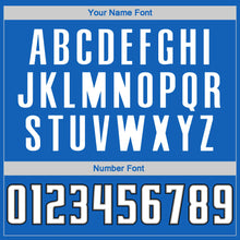 Load image into Gallery viewer, Custom Blue White-Black Authentic Throwback Basketball Jersey