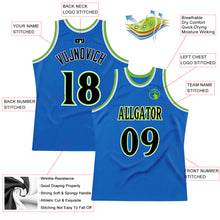 Load image into Gallery viewer, Custom Blue Black-Neon Green Authentic Throwback Basketball Jersey