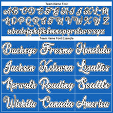 Load image into Gallery viewer, Custom Blue White-Black Authentic Throwback Basketball Jersey