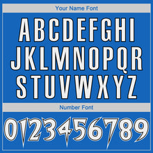 Load image into Gallery viewer, Custom Blue White-Black Authentic Throwback Basketball Jersey