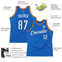 Load image into Gallery viewer, Custom Blue White-Navy Authentic Throwback Basketball Jersey