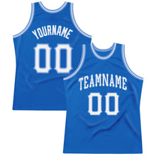 Load image into Gallery viewer, Custom Blue White-Light Blue Authentic Throwback Basketball Jersey