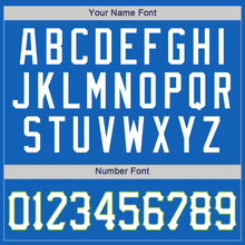 Load image into Gallery viewer, Custom Blue White-Neon Green Authentic Throwback Basketball Jersey