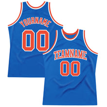 Load image into Gallery viewer, Custom Blue Orange-White Authentic Throwback Basketball Jersey