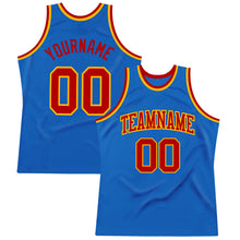 Load image into Gallery viewer, Custom Blue Red-Gold Authentic Throwback Basketball Jersey
