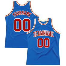 Load image into Gallery viewer, Custom Blue Red-Cream Authentic Throwback Basketball Jersey