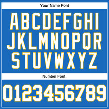 Load image into Gallery viewer, Custom Blue White-Gold Authentic Throwback Basketball Jersey