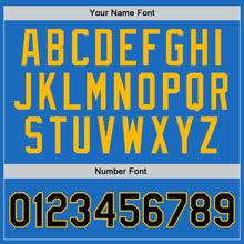 Load image into Gallery viewer, Custom Blue Black-Gold Authentic Throwback Basketball Jersey