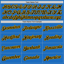 Load image into Gallery viewer, Custom Blue Black-Gold Authentic Throwback Basketball Jersey